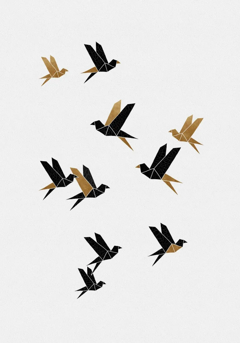 Origami Birds Collage I backlit film by Orara Studio