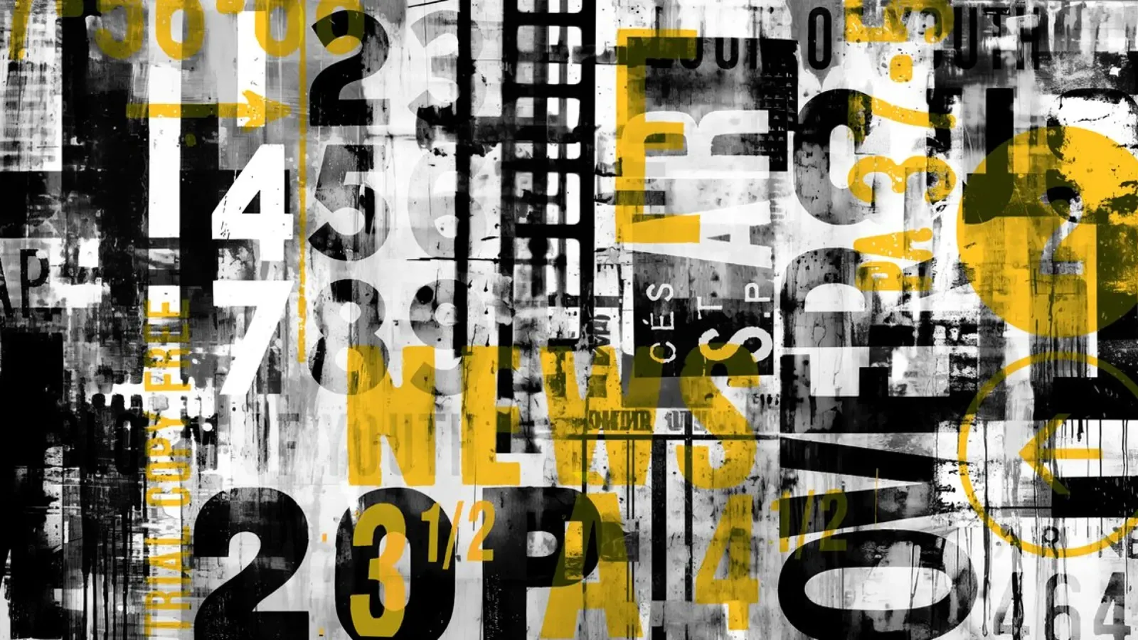 Grunge Typo Street Art Noir Jaune hahnemühle de Andrea Haase Modern Home