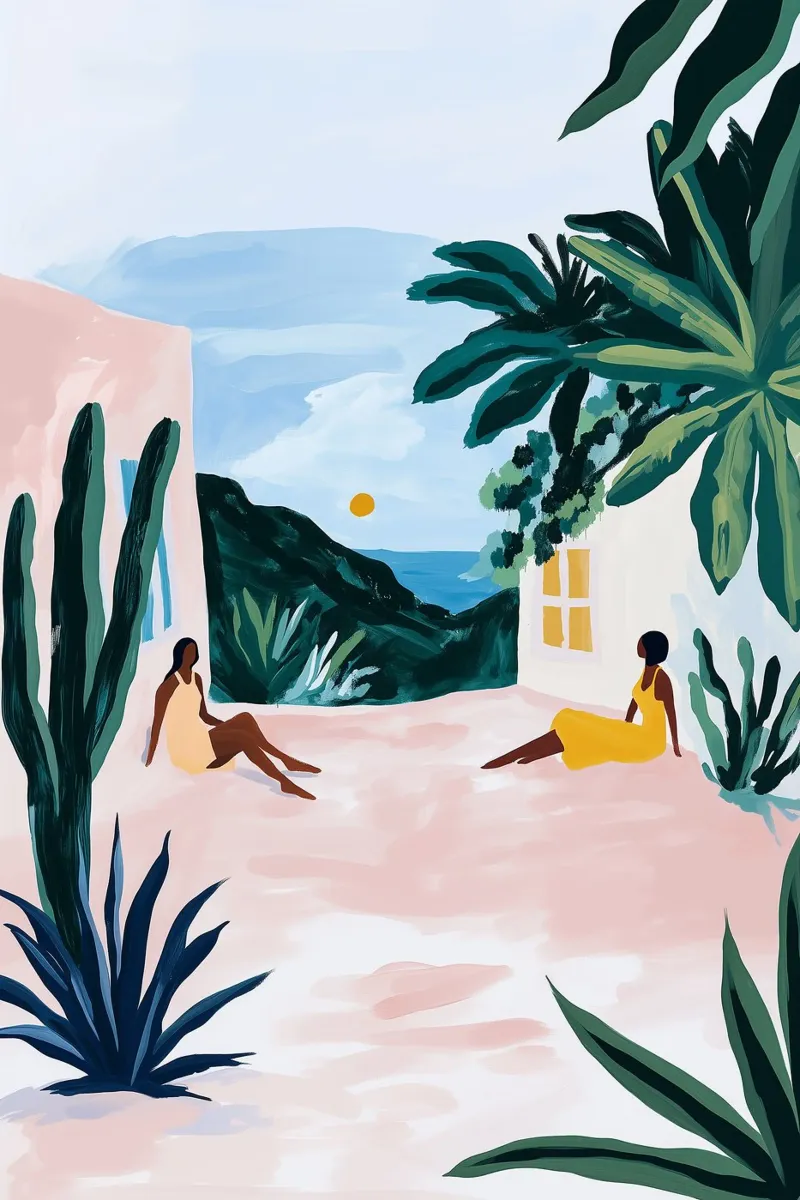 Sunset Courtyard carta hahnemühle da BALIKA HOMES ART