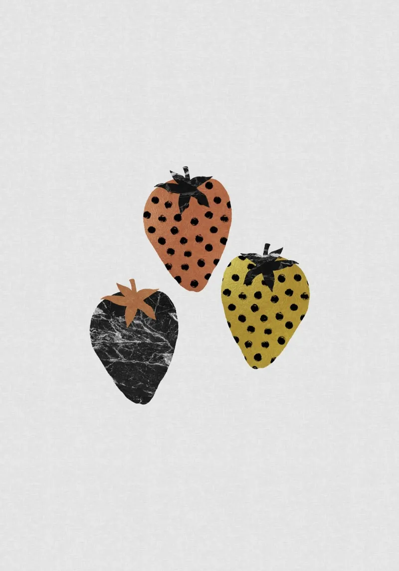 Scandi aardbeien canvas met Baklijst van Orara Studio