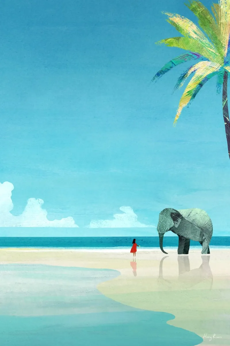 La ragazza e l'elefante carta hahnemühle da Henry Rivers