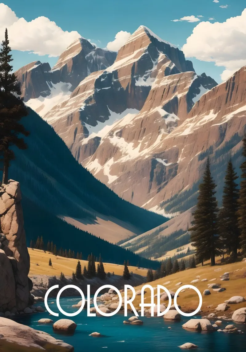 Scène in de bergen van Colorado canvas met Baklijst van Charnwood Prints