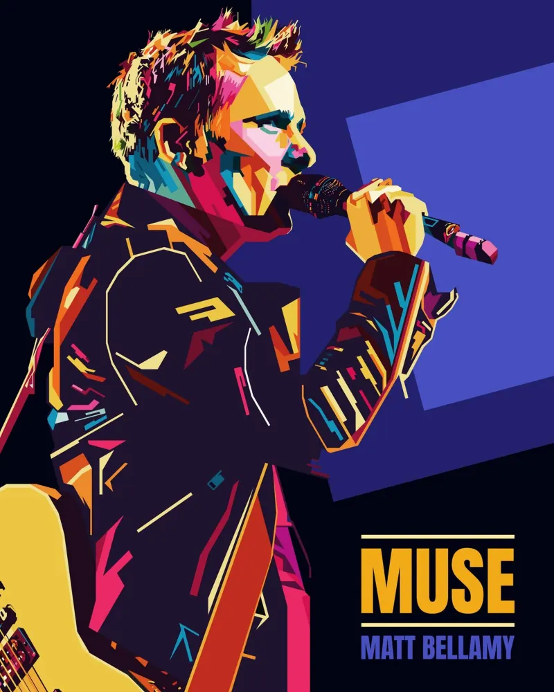 Matt Bellamy WPAP Popart poster con marco de plástico de KP Artwork