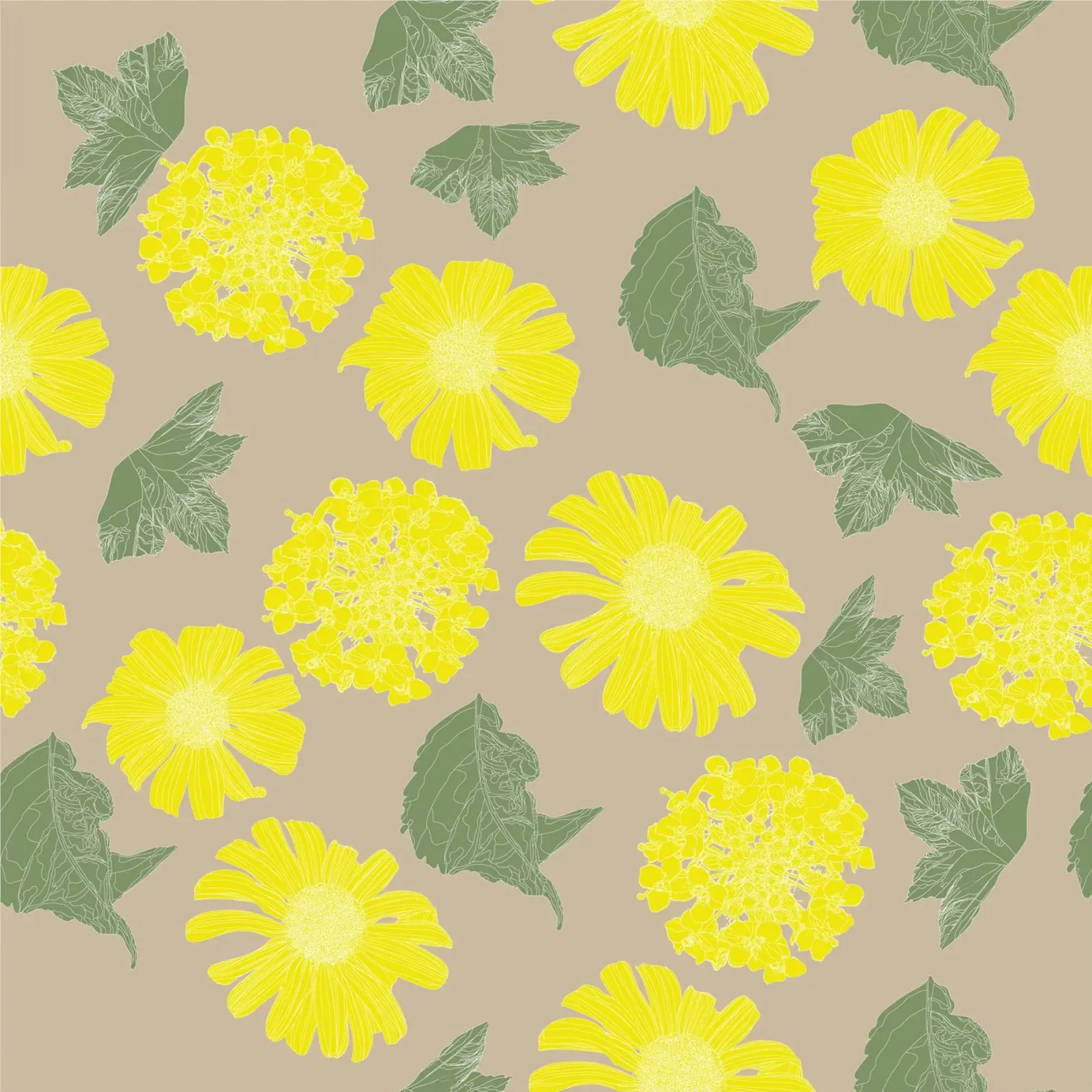 Yellow Flower Beige canvas by lauragriesch_art