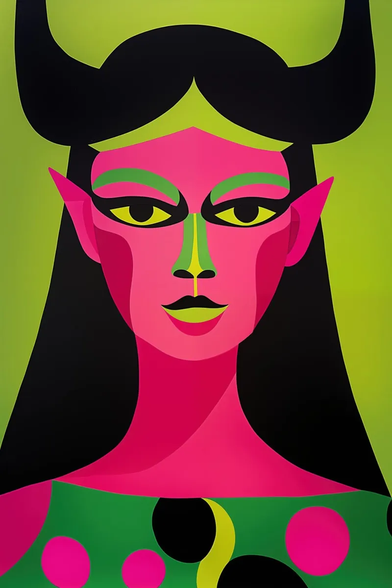 Roze duivel met veel groen poster van Autofocus