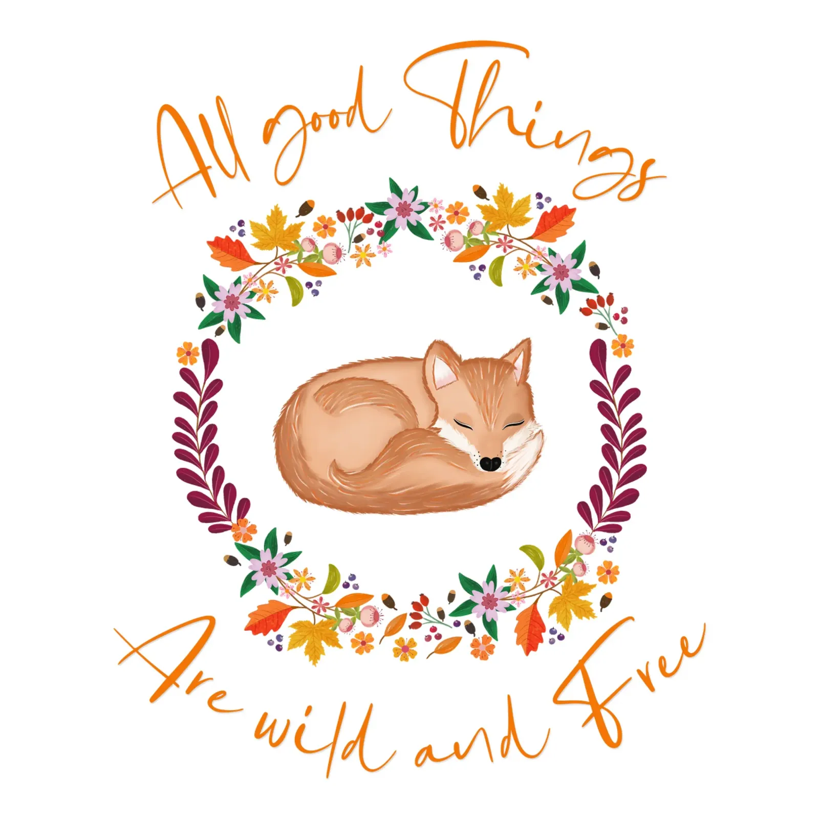 Fuchs mit Herbstkranz: Tutte le cose belle sono selvagge e libere plexiglass da CalliLetters