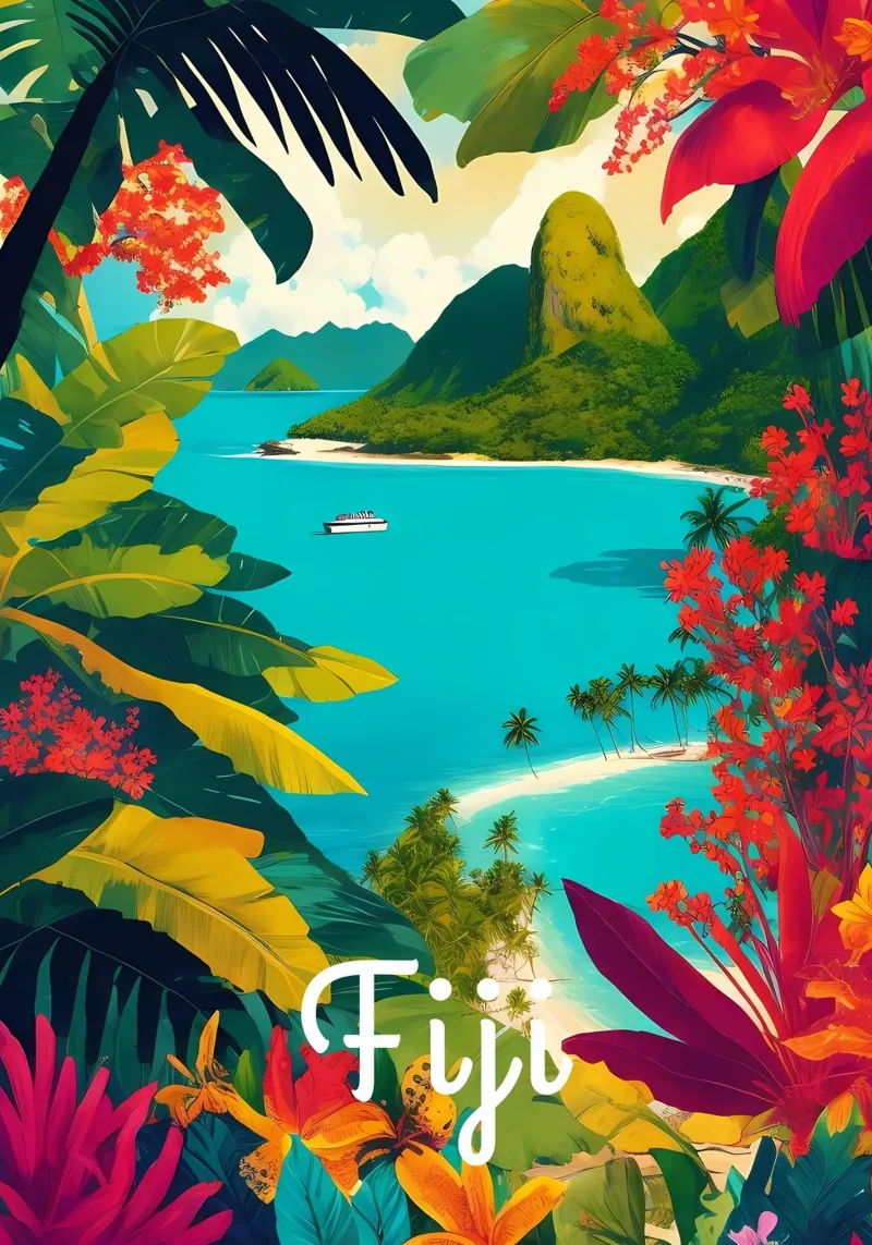 Fiji Tropical Paradise Scene carta hahnemühle da Charnwood Prints