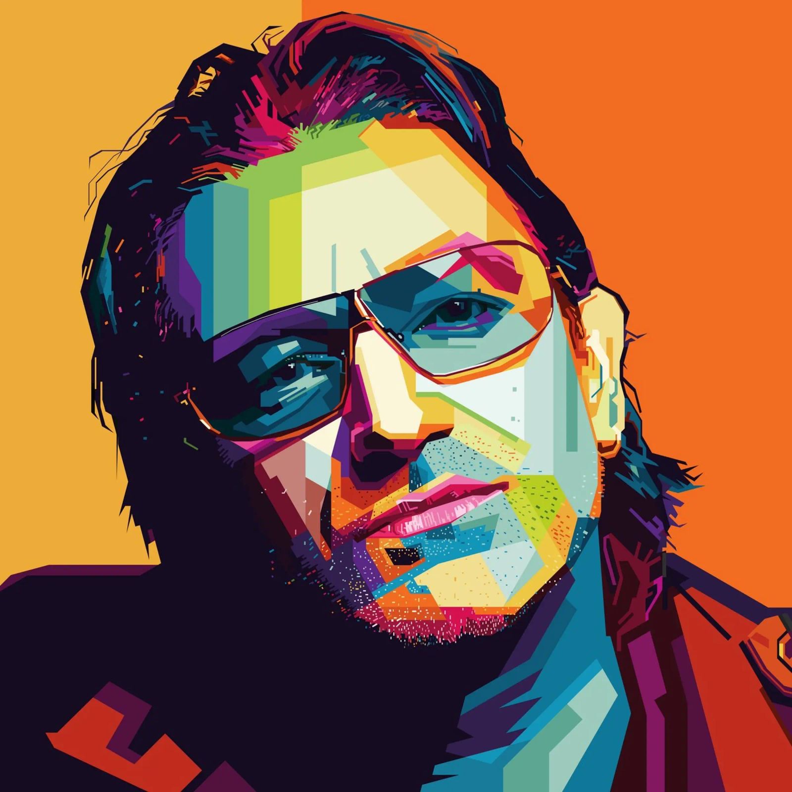 Paul David Hewson WPAP pellicola backlit da KP Artwork