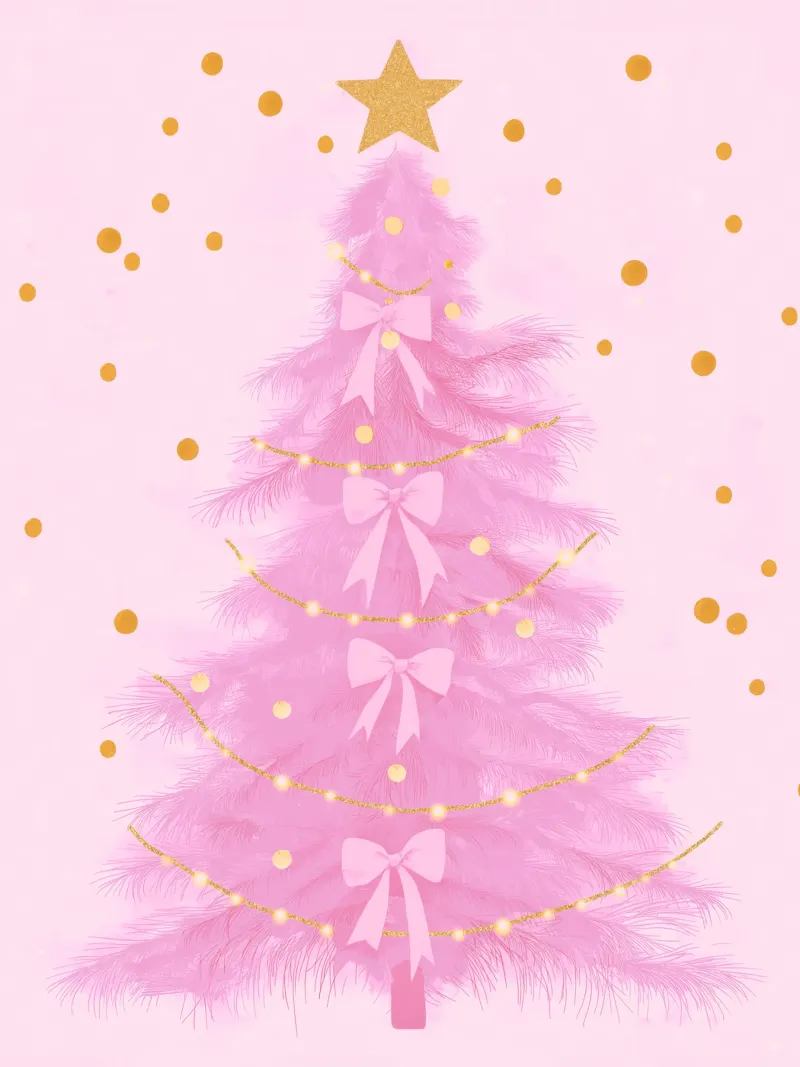 Niedlicher rosa Weihnachtsbaum rosa Schleifen Preppy Coquette Y2K Poster von Gentle Echoes Art