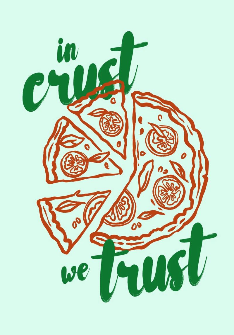 Boho Food 14 In Crust We Trust poster de Boho Print Collection