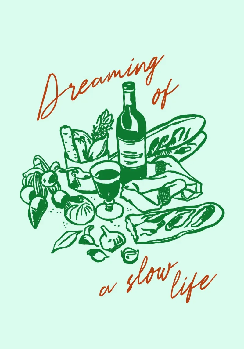 Boho Food 14 Slow Life poster con telaio in legno da Boho Print Collection