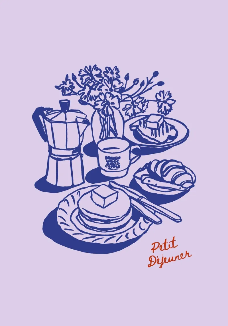 Boho Food 16 Petit Dejeuner poster con telaio in legno da Boho Print Collection