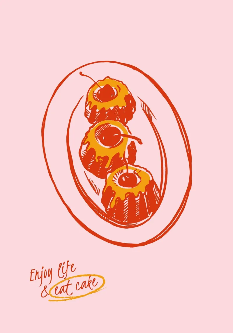 Boho Food 17 Eat Cake poster con telaio in plastica da Boho Print Collection