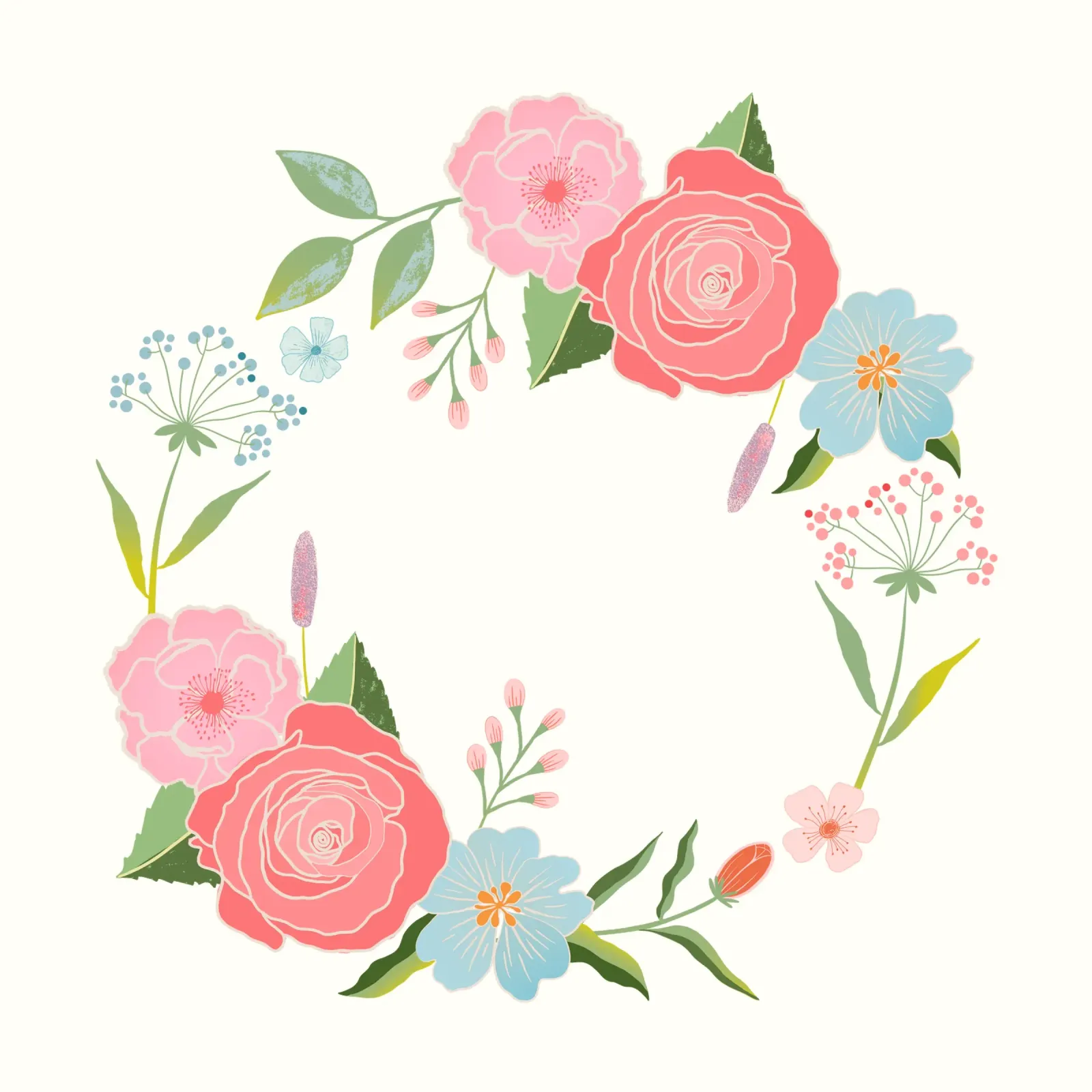 Bloemenkrans, romantisch. Gefeliciteerd. canvas met Baklijst van CalliLetters