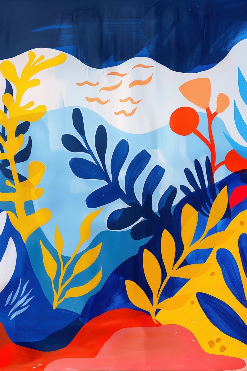 Pièce florale de lac avec des fleurs de plage poster de Autofocus