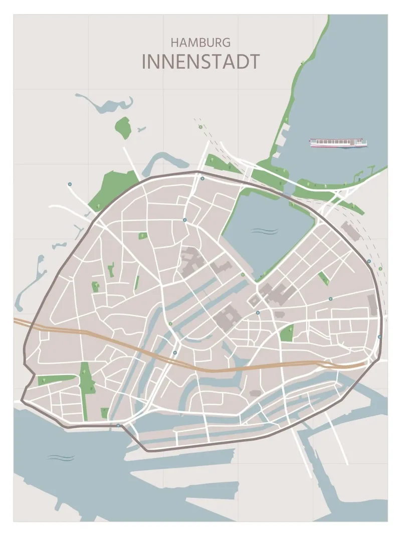 Mappa della città di Amburgo poster da janamossmann