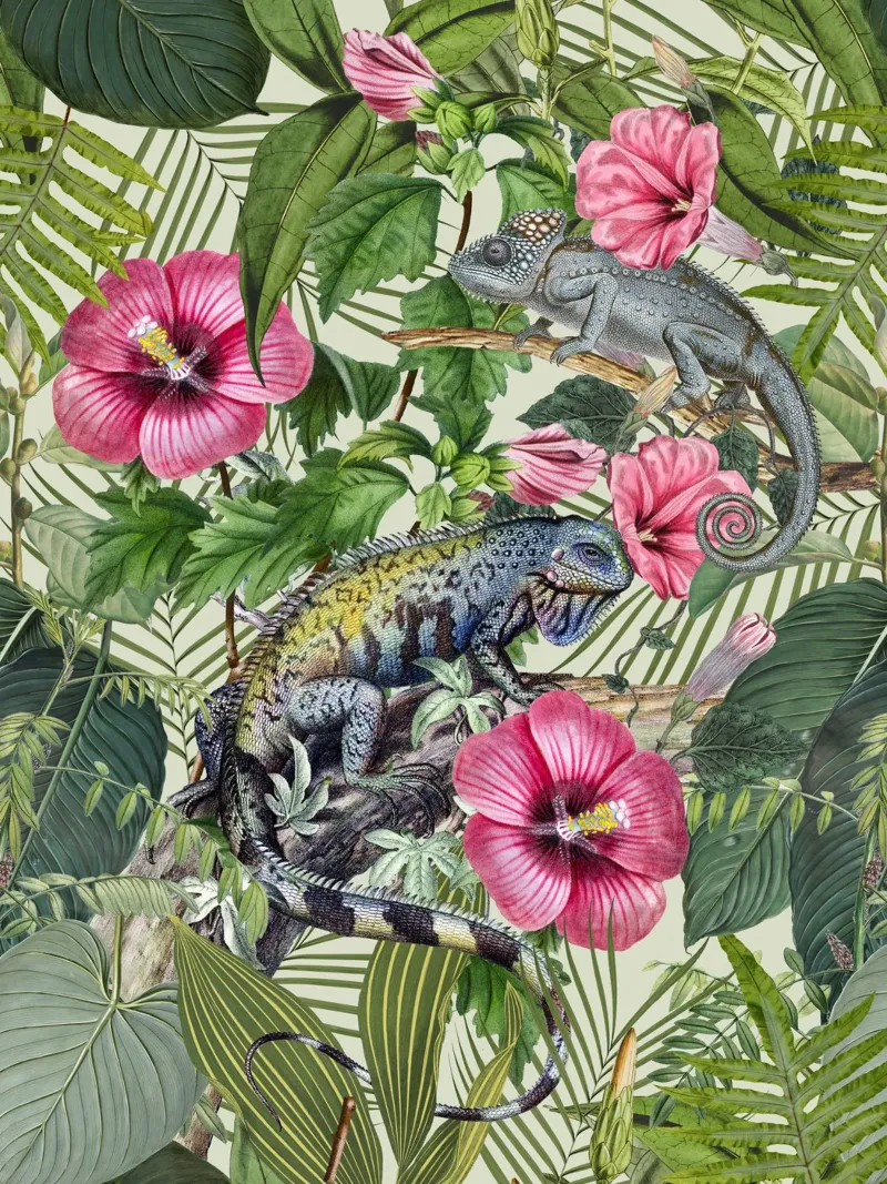 Il paradiso delle iguane tropicali poster con telaio in plastica da Andrea Haase Vintage World
