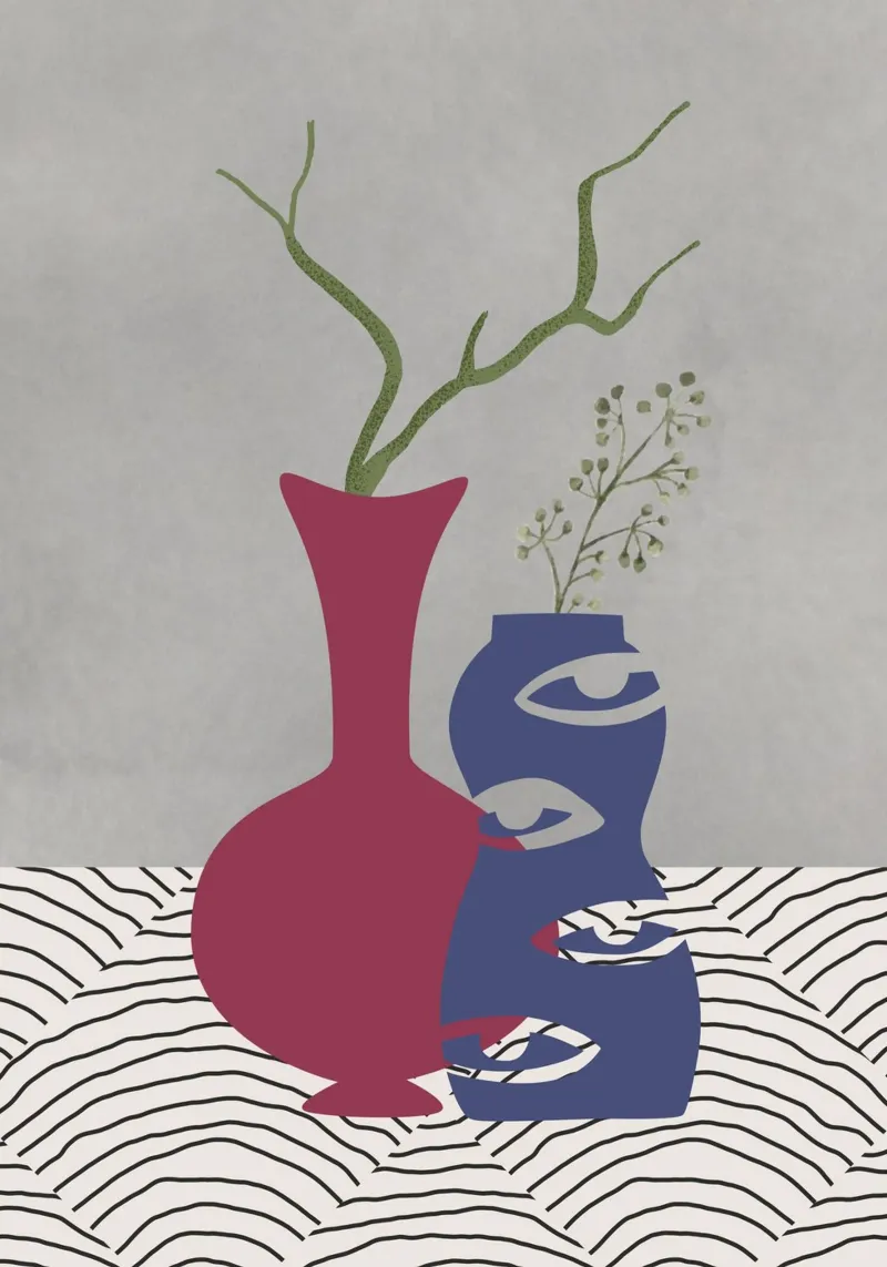 Illustrazione floreale poster con telaio in alluminio da DesignArt