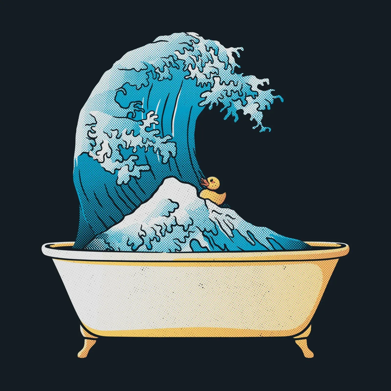 Vasca da bagno Kanagawa Wave poster con telaio in alluminio da Tobe Fonseca