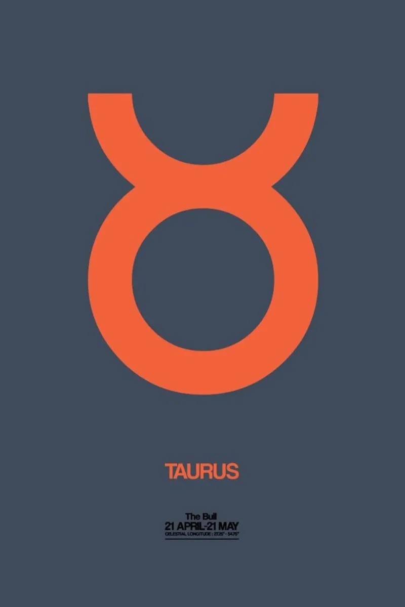 Taurus Zodiac Sign Orange alu-dibond by Naxart