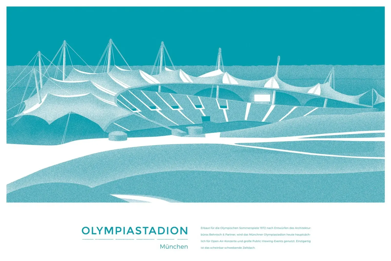 Michael Kunter - Olympiastadium München Poster mit Aluminium Rahmen von The Artcircle