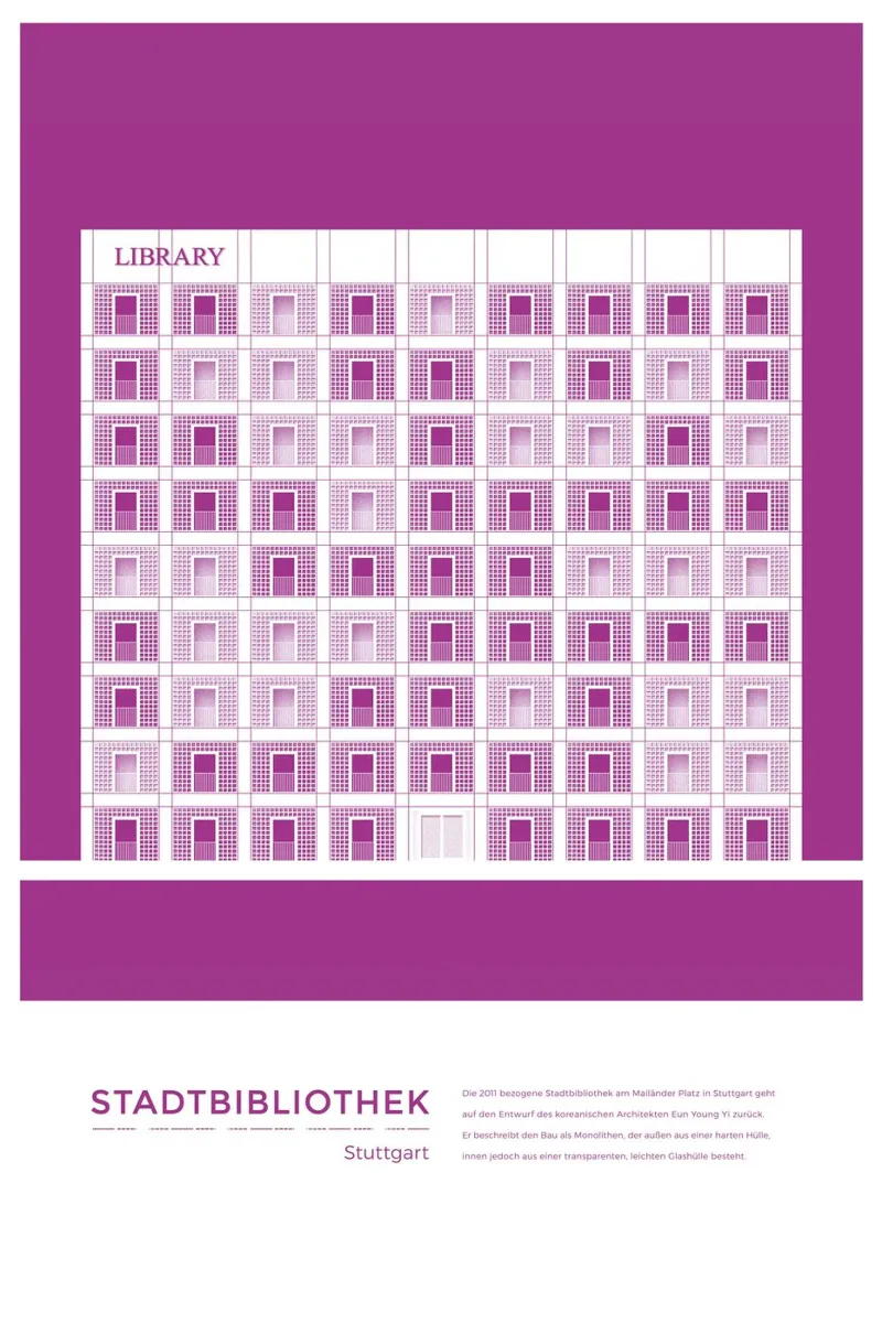 Michael Kunter - Stadtbibliothek Stuttgart poster con telaio in plastica da The Artcircle
