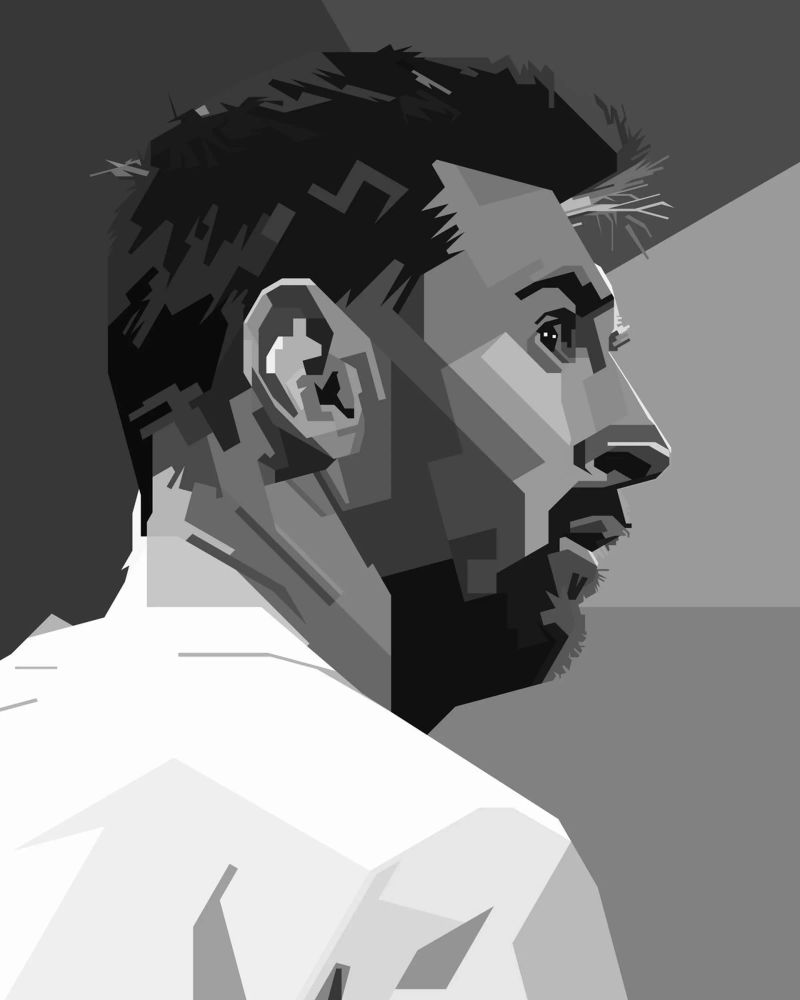 Messi Monochrome Style WPAP carta hahnemühle da KP Artwork