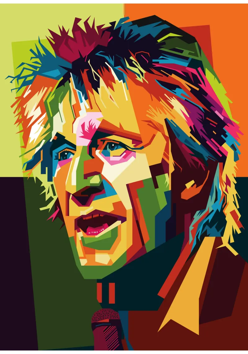 Rod Stewart WPAP Popart pellicola backlit da KP Artwork