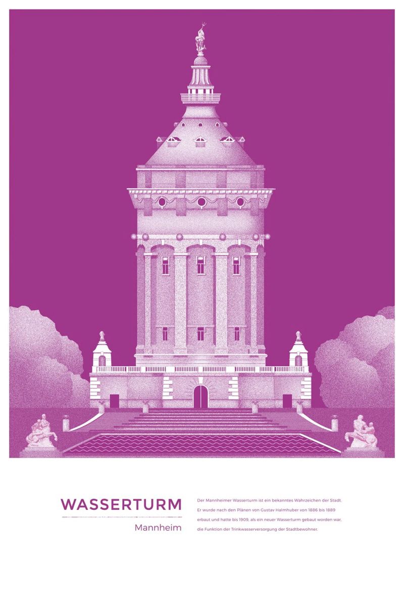Michael Kunter - Wasserturm Mannheim poster da The Artcircle