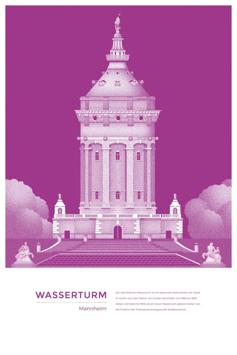 Michael Kunter - Wasserturm Mannheim Acryl-Glas von The Artcircle