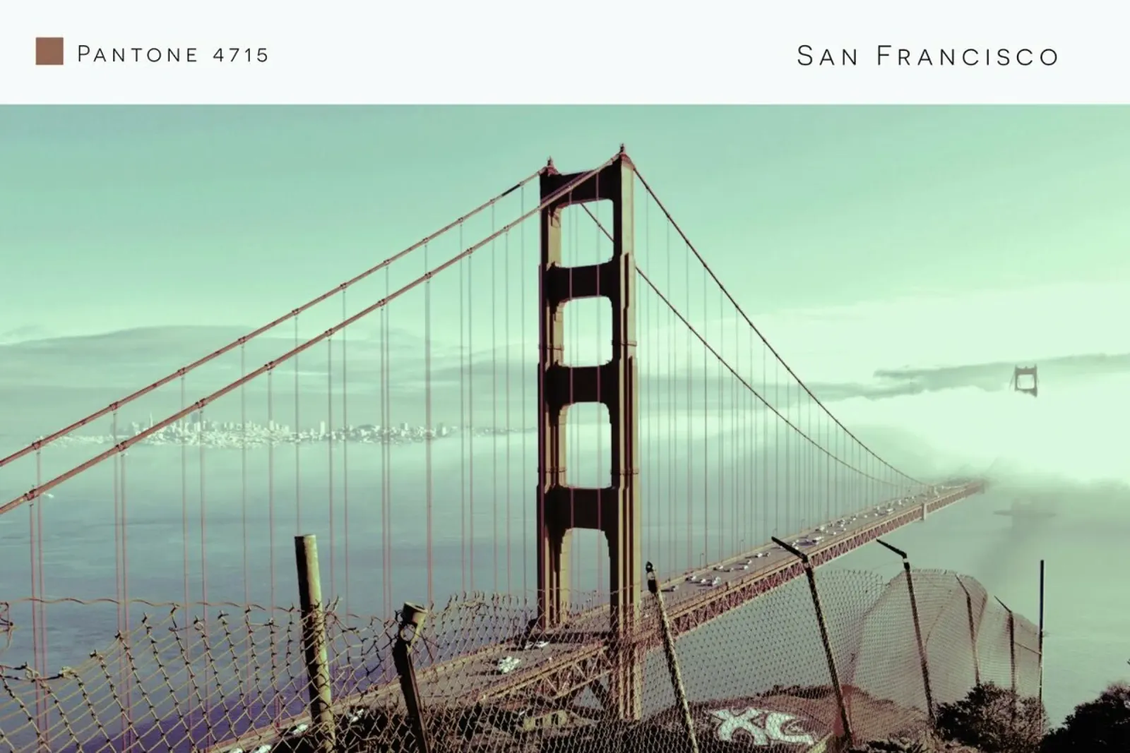 San Francisco Pantone 4715 poster con telaio in alluminio da In Full Color