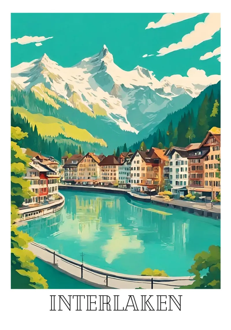 Interlaken poster con telaio in alluminio da DesignArt