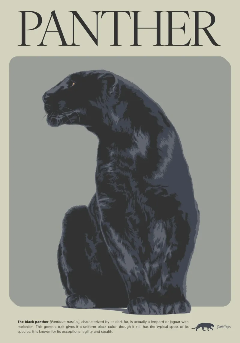 PANTHER poster con telaio in legno da Cranio Dsgn