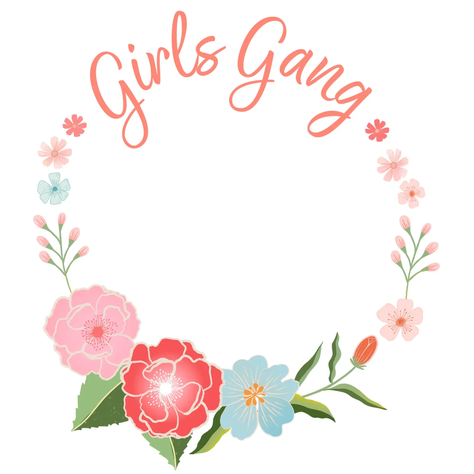 Girls Gang. Blumenkranz zum Personalisieren. Acryl-Glas von CalliLetters