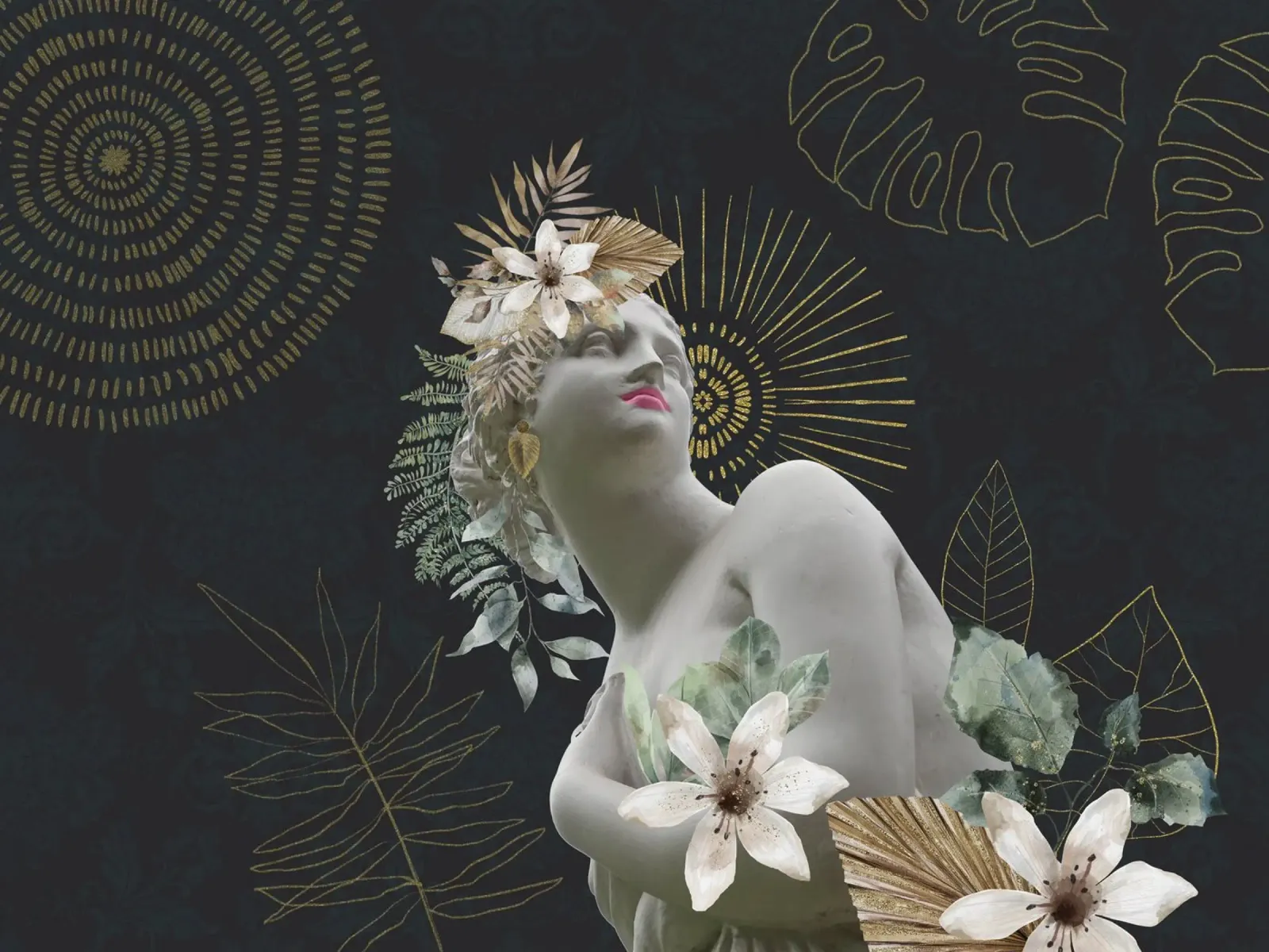 Omaggio al potere femminile Statua aggraziata poster con telaio in legno da Andrea Haase Vintage World