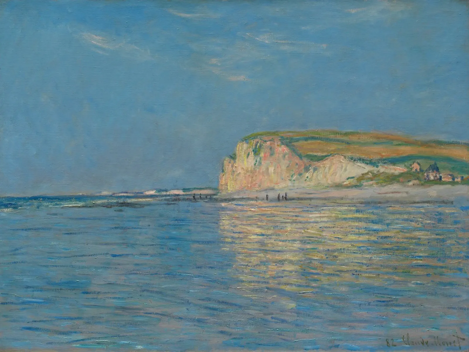Claude Monet - Bassa marea a Pourville poster con telaio in legno da Timeless Artworks