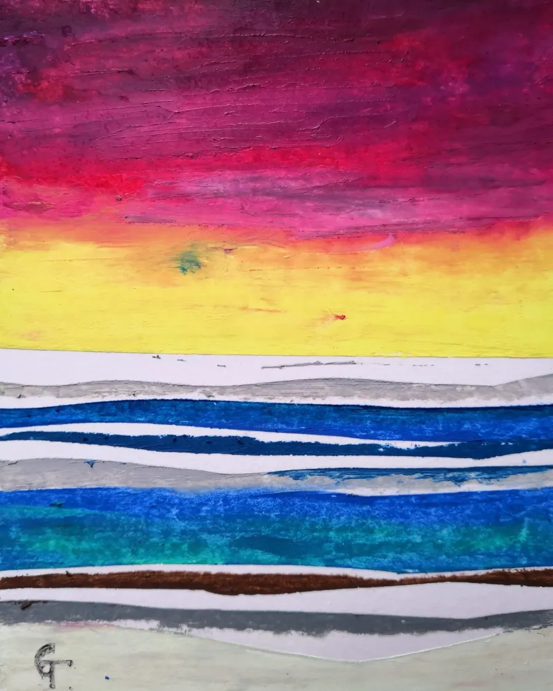 sunset poster con telaio in legno da gtobonart