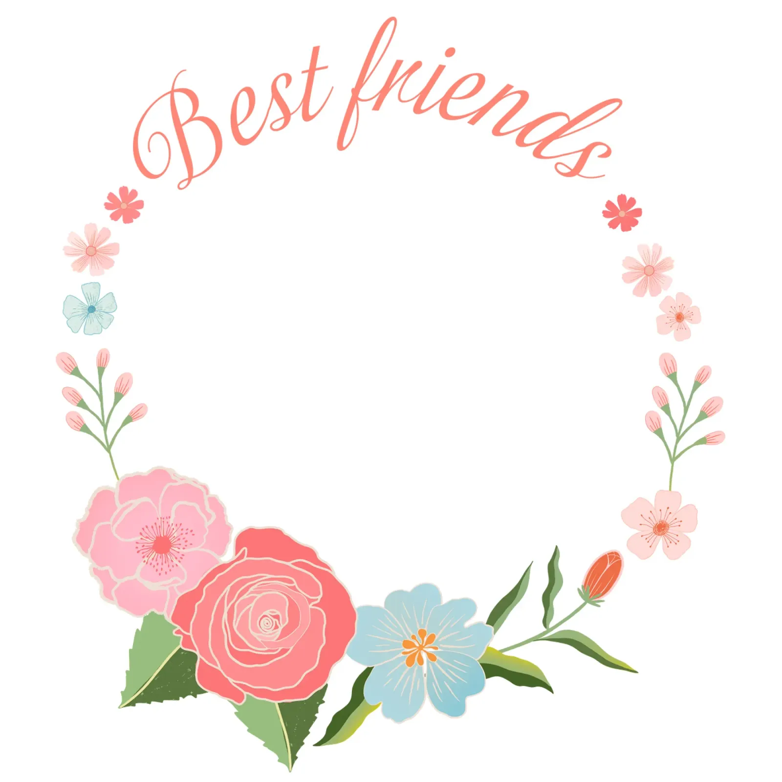 I migliori amici. Bellissima ghirlanda floreale da personalizzare. poster con telaio in legno da CalliLetters