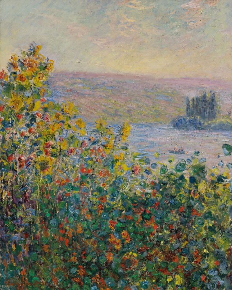 Claude Monet - Parterres de fleurs à Vétheuil poster de Timeless Artworks