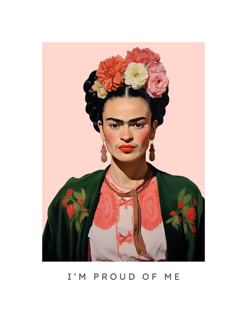 Frida Kahlo "Radiant Defiance" poster with plastic frame by Fantasias Florales