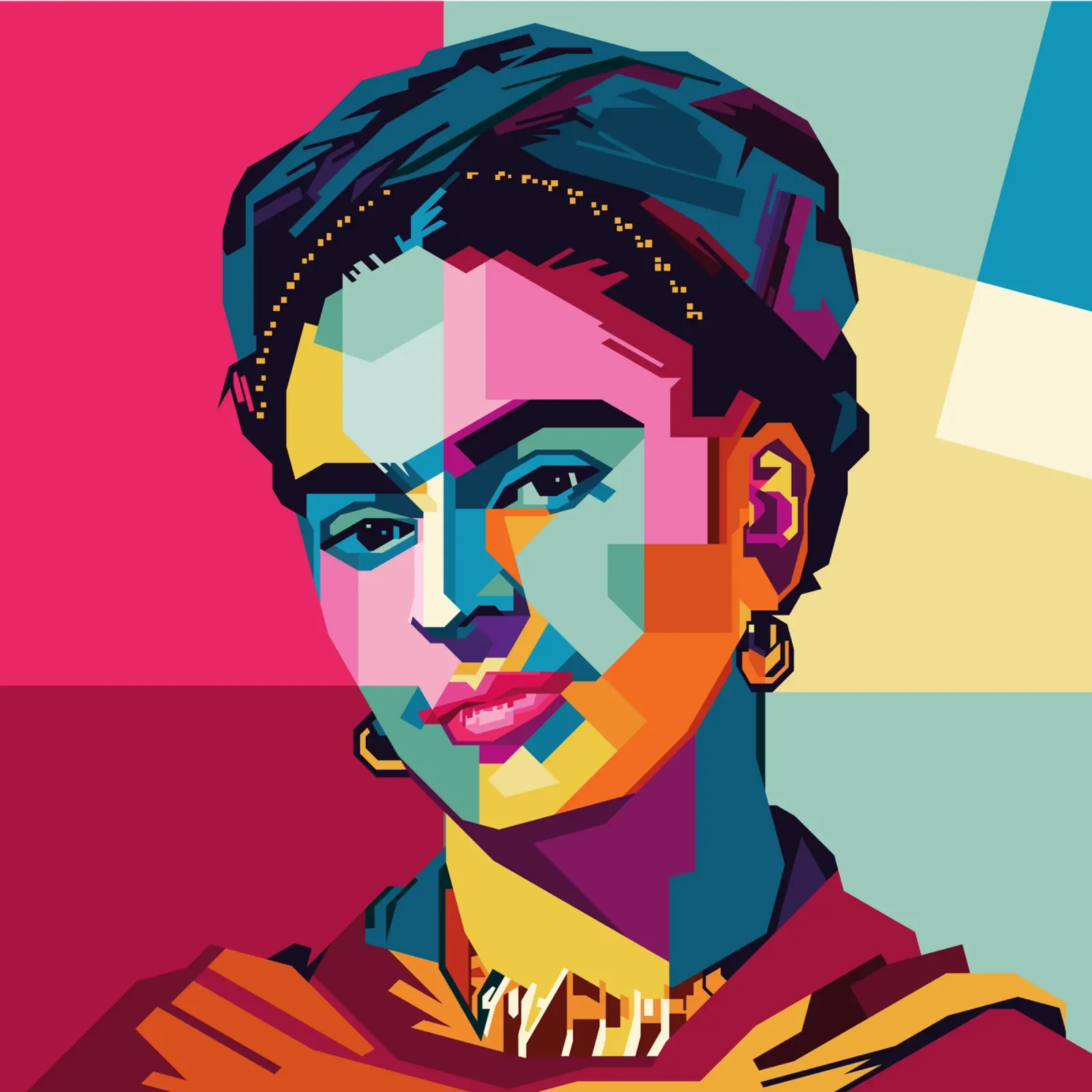 Frida Kahlo Style WPAP pellicola backlit da KP Artwork