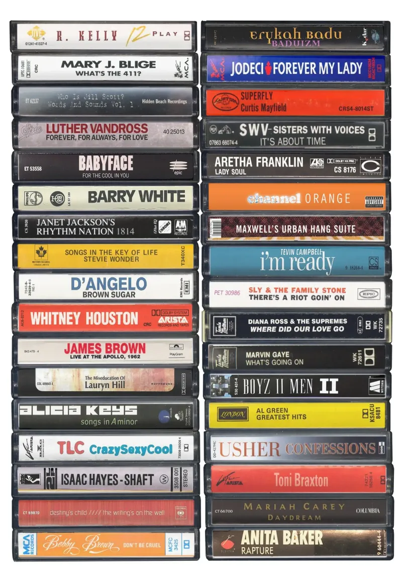 R&B Music Print poster con marco de plástico de MrMustardPrints