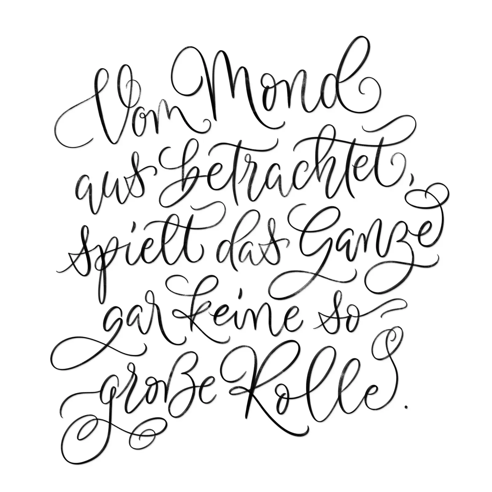 Vu de la lune ... La calligraphie. Slogan de motivation. poster avec cadre en aluminium de CalliLetters