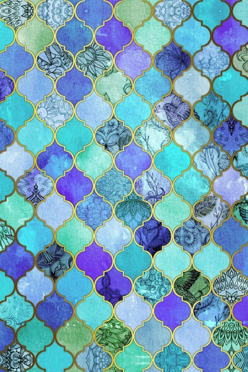 Cobalt Moroccan Tile Pattern pellicola backlit da Micklyn Le Feuvre