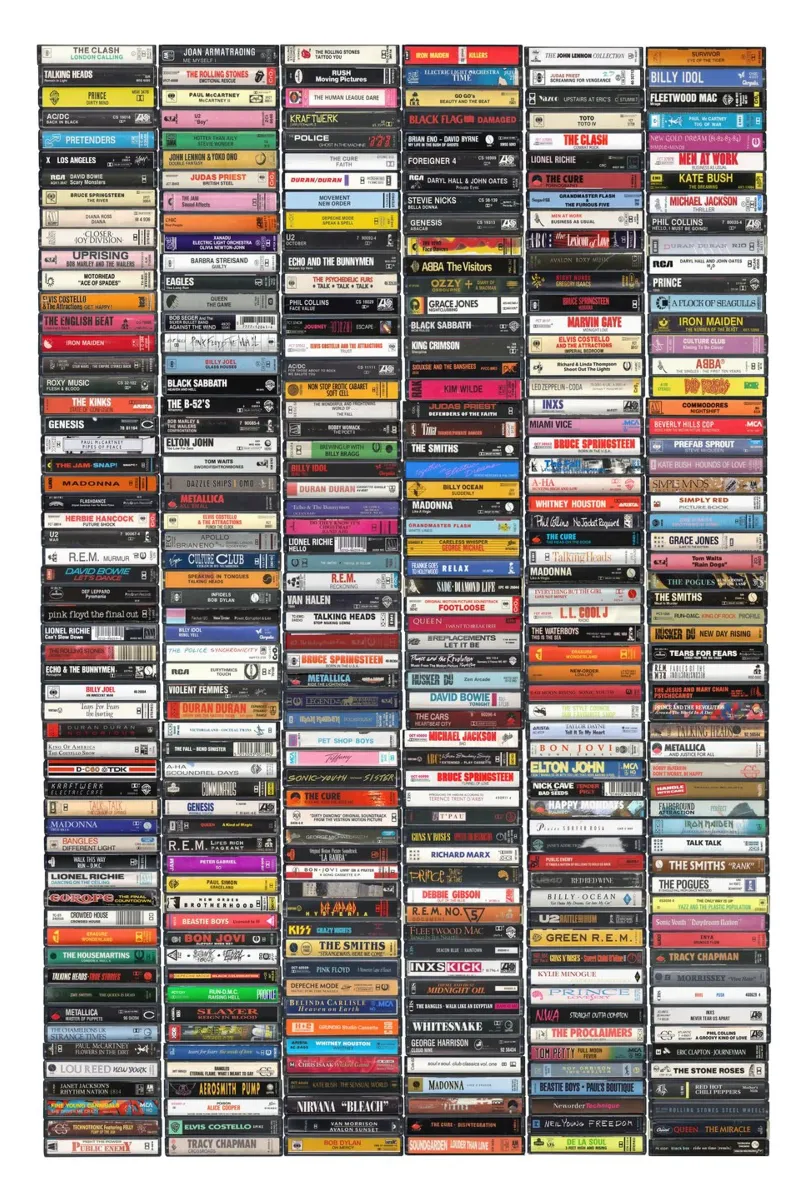 La più grande musica degli anni '80 - Gli album iconici degli anni '80 tela con Cornice a cassetta da MrMustardPrints