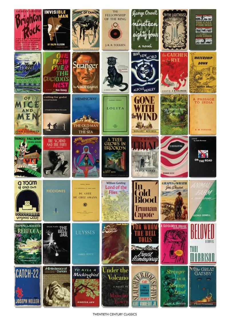 Greatest Books of the Twentieth Century Print backlit film by MissLiterarty