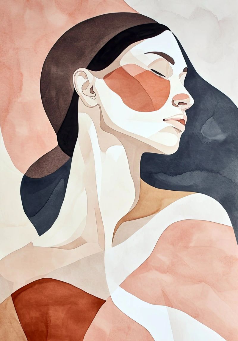 Woman portrait watercolor art poster by Justyna Jaszke JBJart