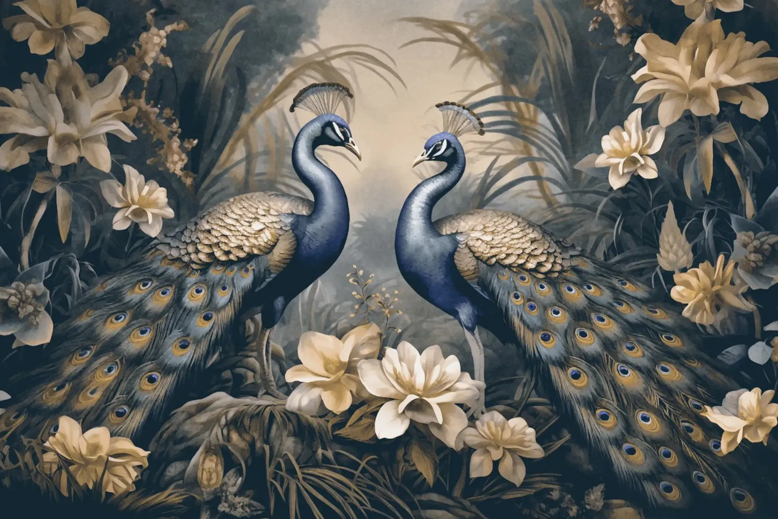 Peacocks Mystic Jungle Garden poster by Andrea Haase Vintage World