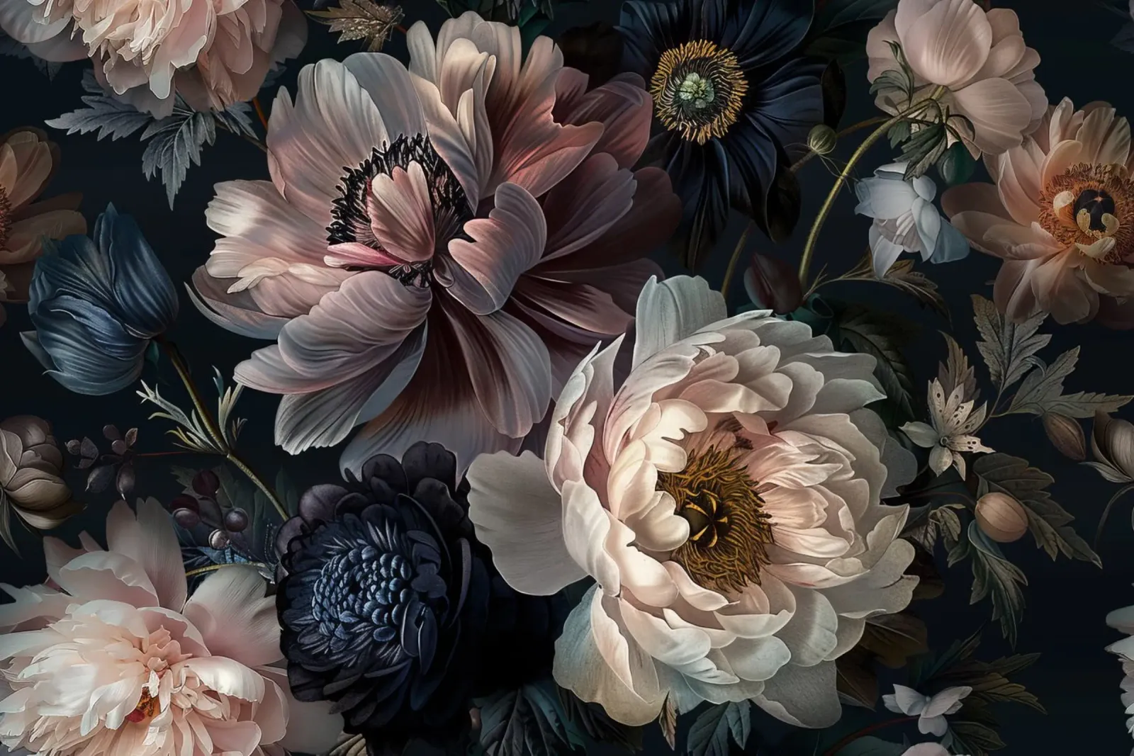 Bloomy Baroque Regency Flower Pattern canvas by Andrea Haase Vintage World