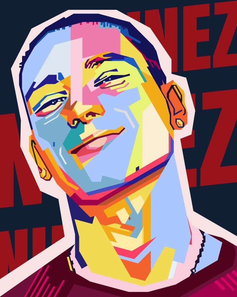 Darwin Núñez Style WPAP pellicola backlit da KP Artwork